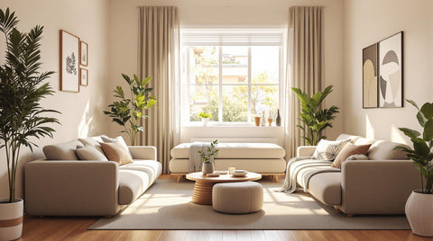 Small Space Solutions: 6 Multi-Purpose Furniture Ideas featuring a cozy living room with modular furniture.