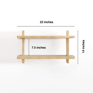 Wall Shelves measuring 22 inches wide, 14 inches tall, and 8 inches deep, perfect for personalizing your space.