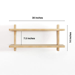Wall Shelves design with dimensions of 30 inches wide, 8 inches deep, and 14 inches high, ideal for customization.