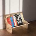 Stylish book and record holder showcasing books in a modern, tool-free design for versatile display.