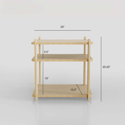 Modern nightstand with dimensions: 23" width, 23.25" height, ideal for stylish bedrooms.