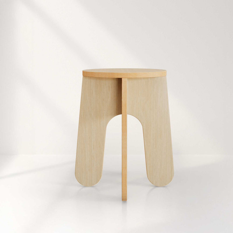 No Tool Stool — minimalist wooden stool as side table and plant stand