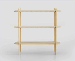Modern three-tier unfinished shelf with a sleek design, ideal for books, plants, or shoes.